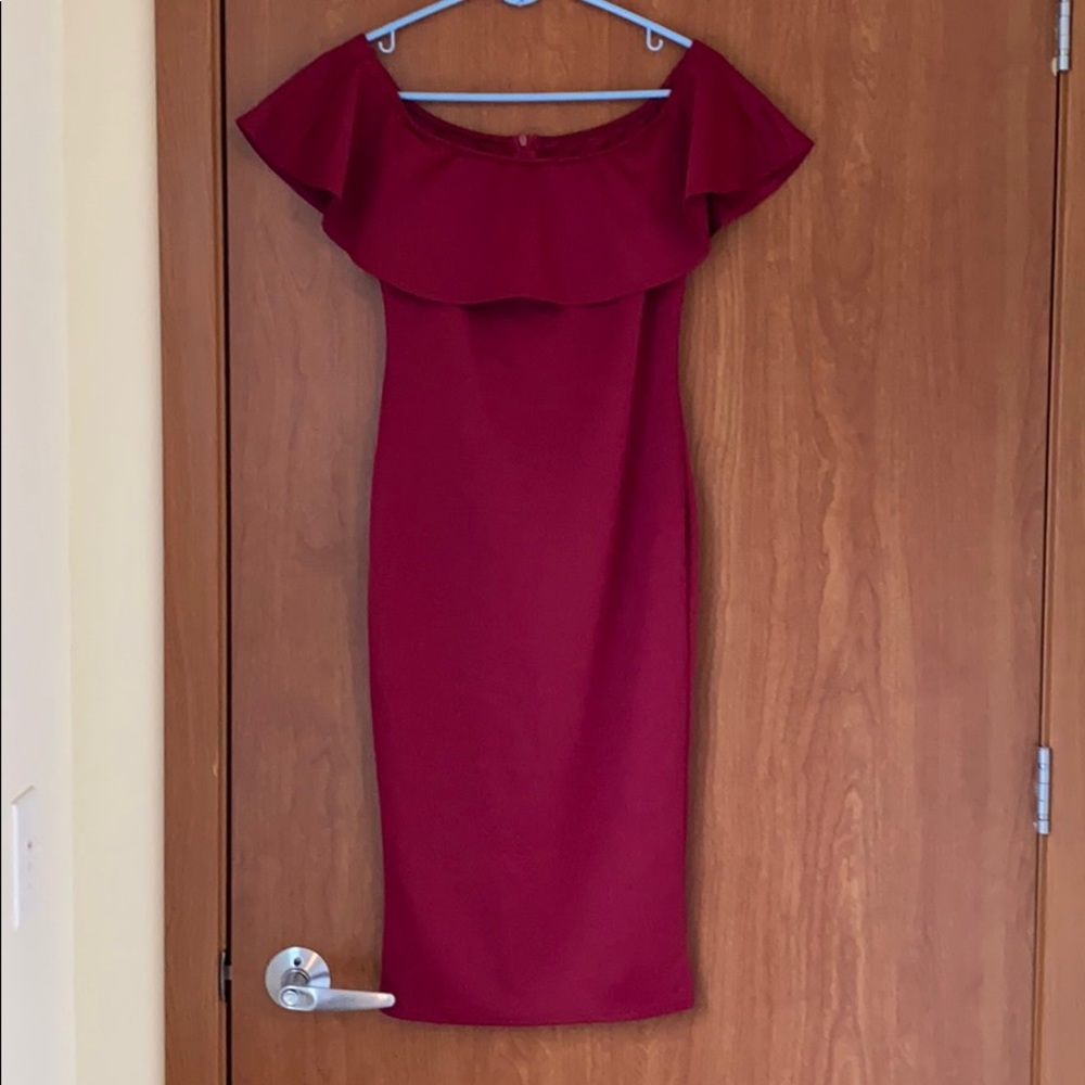 Maroon size 6 off the shoulder dress